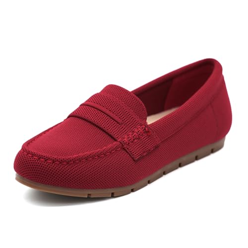 Image of Cvistpieo Loafers for Women Comfortable Dressy Casual Work Flats Lightweight & Breathable Slip On Walking Shoes Knit