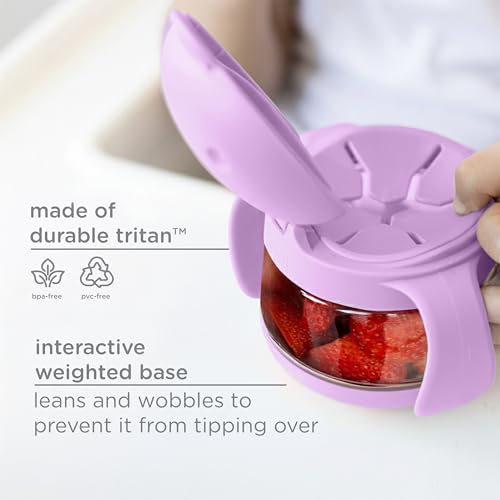 Image of Ubbi Tweat Snack Container for Kids & Toddlers, Purple & Sugar Snap Green