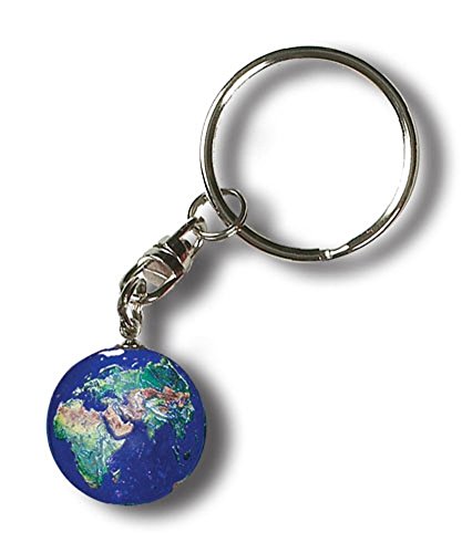 Star Magic Key Chains - Blue Earth Glass Marble Key