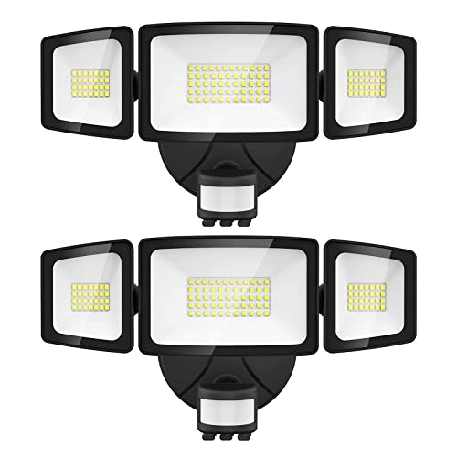 Olafus 55W Motion Sensor Outdoor Light, 2 Pack LED Security Light 5500LM, 6500K Exterior Motion Flood Light with 3 Adjustable Heads, for Outside Garage, Yard, Patio, IP65 Waterproof, Black Olafus 55W Motion Sensor Outdoor Light, 2 Pack LED Security Light 5500LM, 6500K Exterior Motion Flood Light with 3 Adjustable Heads, for Outside Garage, Yard, Patio, IP65 Waterproof, Black