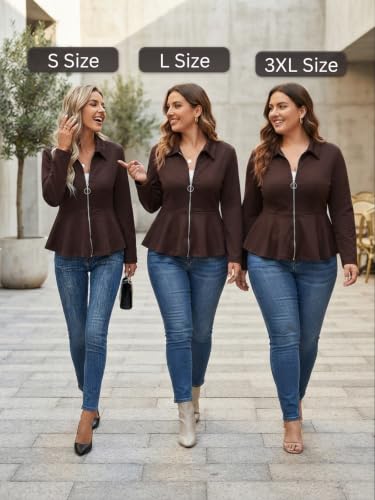 Image of Leriya Fashion Peplum Zip-Up Jacket for Women Summer Wear | Long Sleeve Collared Slim Fit Summer Jacket for Women Stylish | Top with Front Zipper Closure | Stylish Waist Flare| Casual and Office Wear