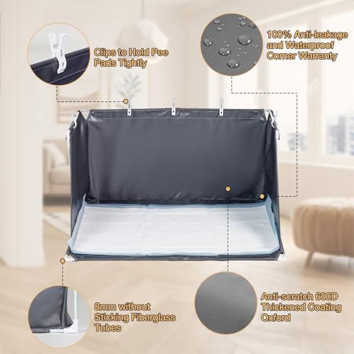 Image of A.FATI Dog Litter Box with High Walls, Foldable Dog Pee Pad Holder for Puppy Training Pee (with Trays)