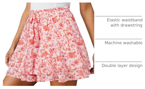 Image of Aoudery Flowy Shorts for Women Casual Boho Floral Skorts Ruffle Mini Skirts Running Tennis Butterfly Chiffon Shorts