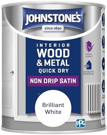 Johnstone's - Quick Dry Satin - Brilliant White - Satin Finish - Water Based - Interior Wood & Metal - Radiator Paint - Low Odour - Dry in 1-2 Hours - 12m2 Coverage per Litre - 0.75 L - View 3