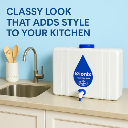 Image of IONIX RO Waste Water Storage Tank 18L - Wall-Mountable, Food-Grade HDPE Plastic, Translucent Design, Easy to Connect with All Ro purifiers /Air Conditioners /Other Sources