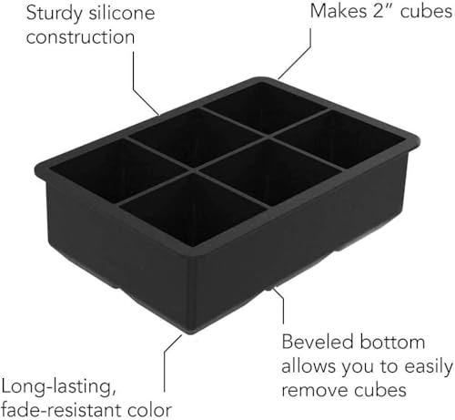 Image of Ice Cube Trays Premium Imported Ice Ball Maker | Silicone 6 Cavity Easy Release 6Cm Round Whiskey Mould with Lid & Funnel for Cocktail & Bourbon - (Color-Black, Weight-300Grams)