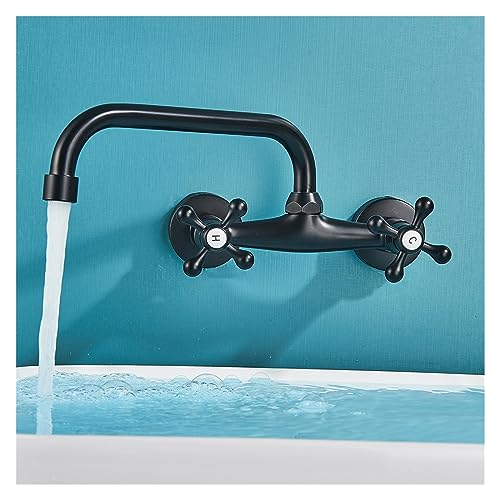 Robinet de cuisine mural avec bec rotatif 360 et double commande chaud froid - 5