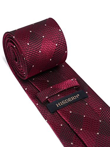 Image of HISDERN Mens Ties Plaid Tie and Pocket Square Set Classic Woven Formal Checkered Neckties & Handkerchief Wedding Party