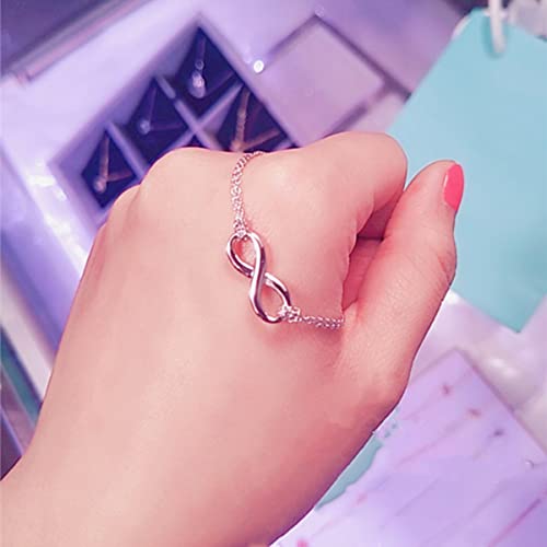 Flongo Unendlichkeit Armband EIN Paar Verstellbar Freundschaftsarmband Partner Armband Edelstahl Armbänder Fußkettchen bedeuten endlose Freundschaft Silber BFF Armbänder Damen