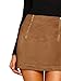 Floerns Women's High Waist Faux Suede Double Zipper Front Bodycon Mini Skirt Brown B XS