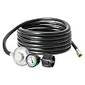 ATKKE 12ft Propane Hose Regulator with Gauge, Gas Grill Regulator with Gauge for Most LP Gas Grill, Heater, Fire Pit Table, Generator and More, 5~40 lb, 3/8 Female Flare Nut, QCC1/Type1, Low Pressure