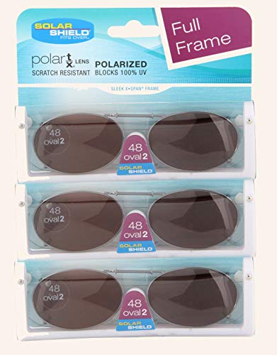 3 Solar Shield Clip-on Polarized Sunglasses Size 48 Oval 2 Brown Full Frame New