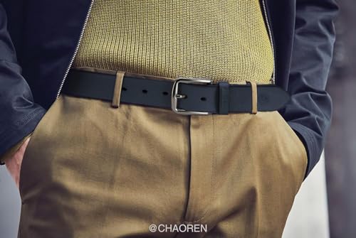 Image of CHAOREN Mens Belts Leather - 35mm Genuine Leather Belt for Jeans - Men Gift for Casual Dress - Color Blue Size 34