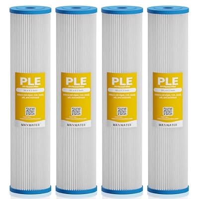 Max Water 5 Micron 20 x 4.5 Whole House Pleated Sediment Water Filter Replacement Cartridge for Well Water Filtration