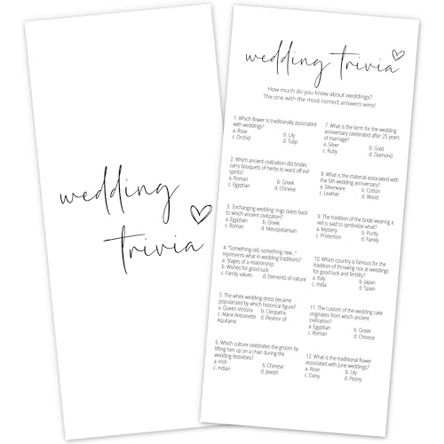 DTLGTG Bridal Shower Game Cards - Wedding Trivia for 25