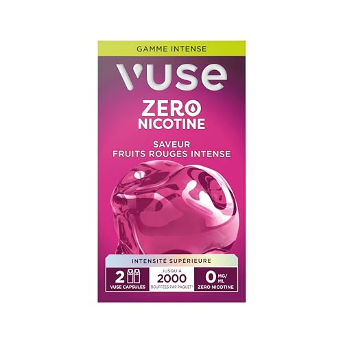 Vuse Capsules Gamme Intense, Fruits Rouges Intense Lot de 2, jusqu'à 1000 bouffées* par capsule, compatibles avec les cigarettes électroniques Vuse, sans nicotine, 2,0 ml d’e-liquide par capsule