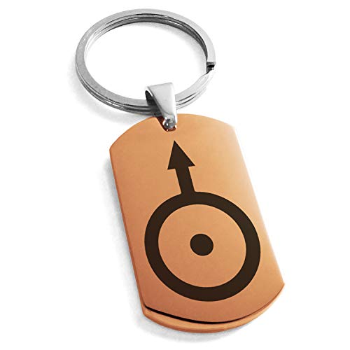 Stainless Steel Solar System Planetary Uranus Symbol Dog Tag Keychain Keyring