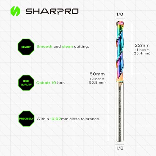 Image of 1 /8 Ball Nose CNC Router Bits 1 /8 Inch Shank, Carbide Ballnose Up Cut Router Bit with Coated, End Mill for Wood, Aluminum, Engraving