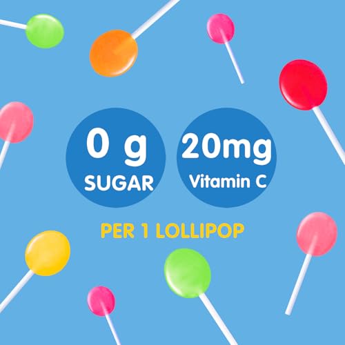 DC24 DAILY CARE Lutscher, Zucker frei Lutscher, reich an Vitamin C Pops, Anti Karies, natürliche Frucht Vielfalt aromatisiert 24 Lollipops für Kinder, Allergie freundlich, Gluten frei, Non-GMO, 144g