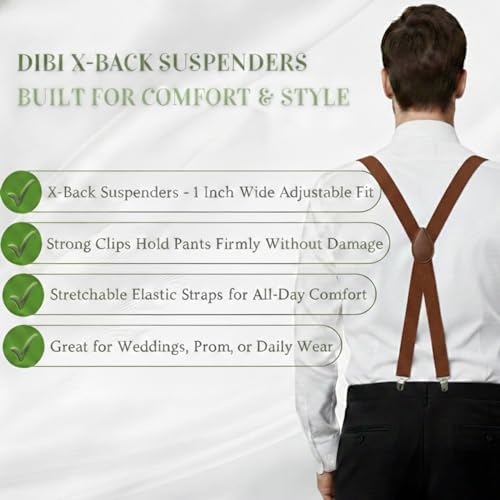 Image of Dibi Suspenders for Men - Adjustable X Back Mens Suspenders with 4 Heavy Duty Strong Clips