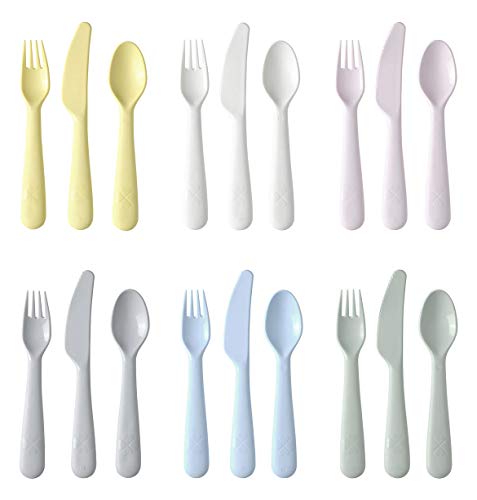 IKEA Kalas Besteck-Set für Babys/Kleinkinder, 18-teilig, Pastellfarben, mehrfarbig, BPA-frei