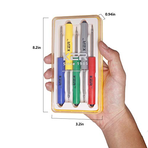 KER Mini Screwdriver Set, Eyeglass Repair Tool Kit, 5PCS Double Head Precision Screw Driver with Flathead and Phillips for Glasses, Electronics, Toys, Watches