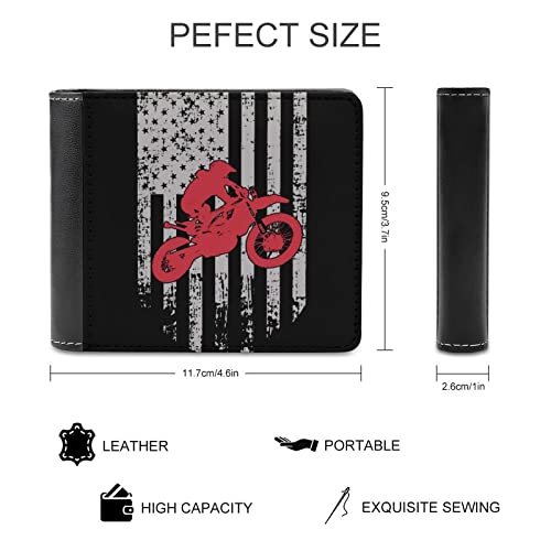 USA Flag Motocross Dirtbike Wallets for Men and Women PU Leather Slim Bifold Wallet ​with Credit Card Pockets2