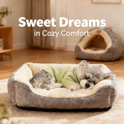 Image of Small /Medium Dog Sweater, Warm Dog Winter Coat w /Sleeves, Comfortable High Neck Premium Dog Clothes for Schnauzer-Best for Holidays, Daily Walks M Light Green