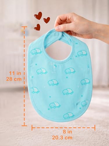 Image of Kidbea Organic Cotton Baby Bib, Adjustable Snap Closure Soft Absorbent Feeding Bibs Apron for Newborns & Infants Child With Cute Prints | Reusable Baby Essential