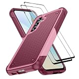 Picture of Jeylly for Samsung Galaxy S23 FE 5G Case with 2pcs [Tempered Glass Screen Protector], Shockproof TPU Bumper Hard PC Cover Women Men Case for Samsung Galaxy S23 FE 5G, Red Pink