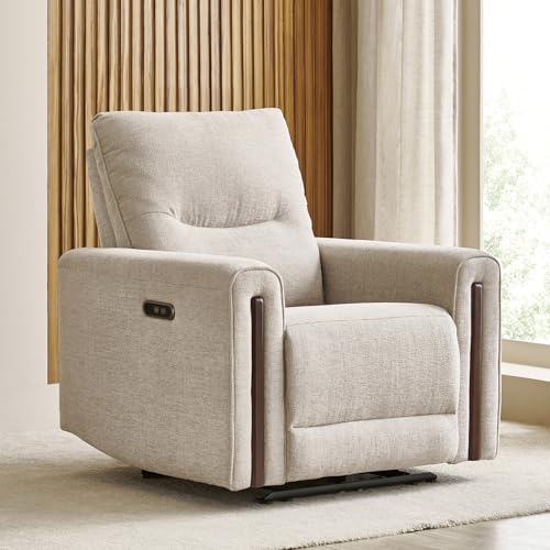 Image of Home Centre | Malinda Fabric 1 Seater Electric Recliners | Recliner Sofa for Living Room | Beige | 1 Year Warranty