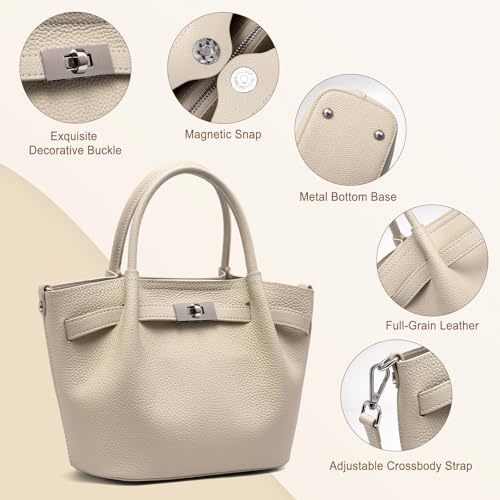 Bolso tipo bucket de cuero genuino para mujer miniatura 3