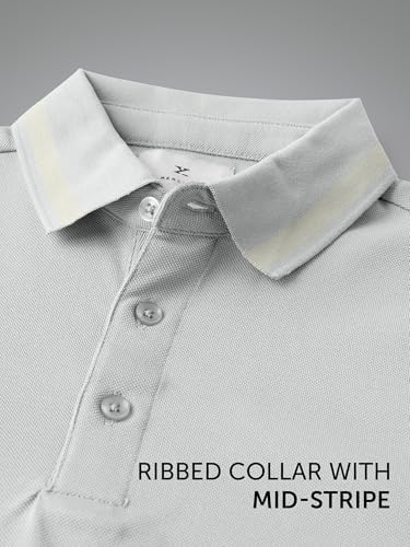 Image of XYXX Men's Apex Mercerized Cotton Striped Collar Pique Polo T-Shirt