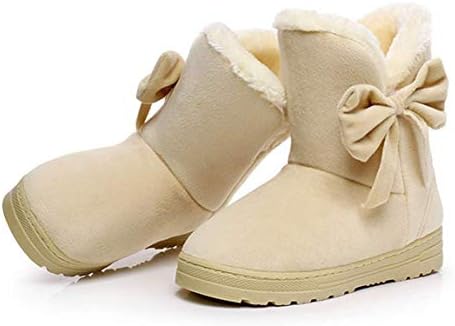 LFHT Women's Winter Suede Snow Ankle Boots Faux Fur Flat Warm Shoes (8 B(M) US, Beige) | Image 3