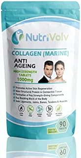 Nutrivolv Collagen Marine (1000mg) Supplement for Skin , Anti Ageing, Tissue, Joints, Bones & Muscles | 90 Multivitamin Tablets