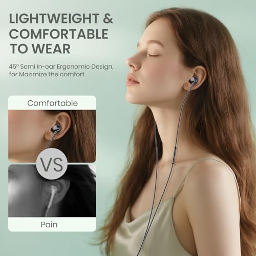 Image of USB-C Wired Earbuds with Microphone, Volume Control, Noise Canceling, Compatible with Samsung Galaxy S24 S23 S22, iPhone 17 16 15 Pro Pro max, Pixel Phones