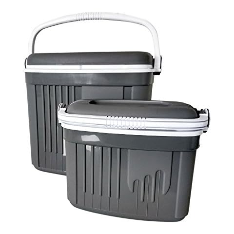 ToCi Kühlbox Set Groß und Klein 2 Kühlboxen 32 und 8 Liter in Grau Kühltaschen Cover