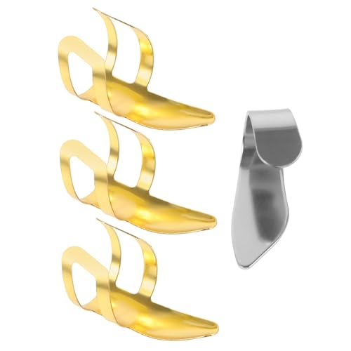 KAILIKETIY 可能な金属製フィンガーピック サムピック付き アコースティックギターやバンジョー用 指に合わせて調節可能 メタルプレクトラム