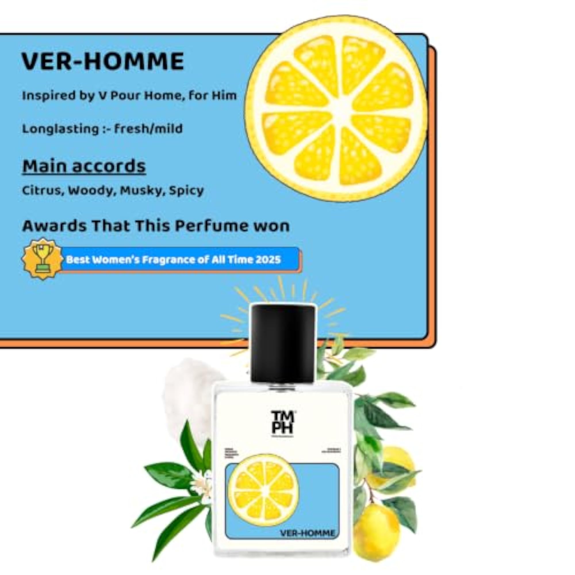 Ver-Homme EDP for Men, Citrusy and Aromatic