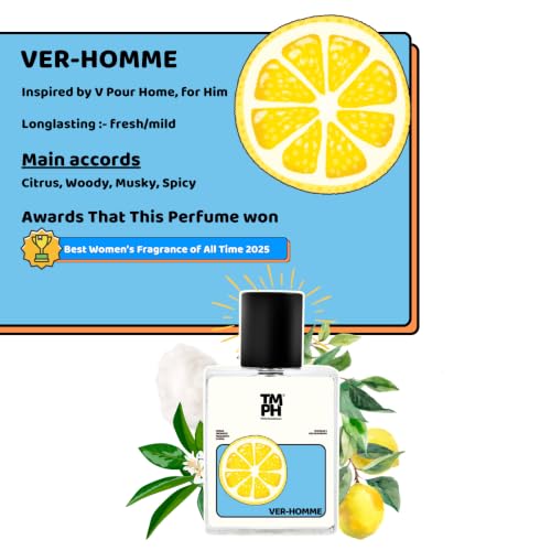 Image of TMPerfumehouse Ver-Homme EDP for Men | Citrusy, Aromatic & Long Lasting Perfume Spray | Citrus, Floral & Freshspicy Fragrance | Luxury Gift for Him | TMPH | 50ml