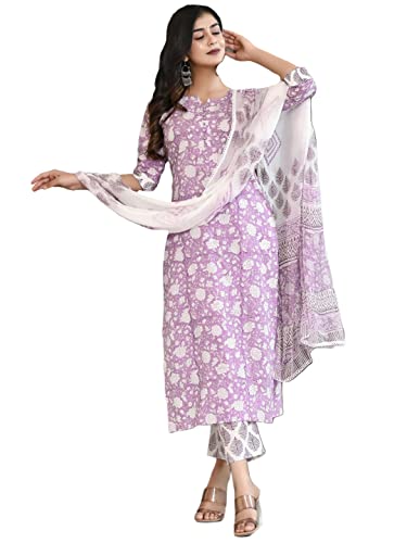 Kurta femme en coton avec pantalon et dupatta GoSriKi