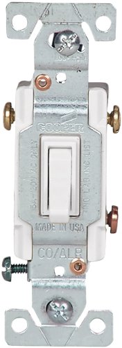 Eaton 5223-7W-SP-L 15-Amp Standard Grade Copper/Aluminum 3-Way Toggle Switch, White