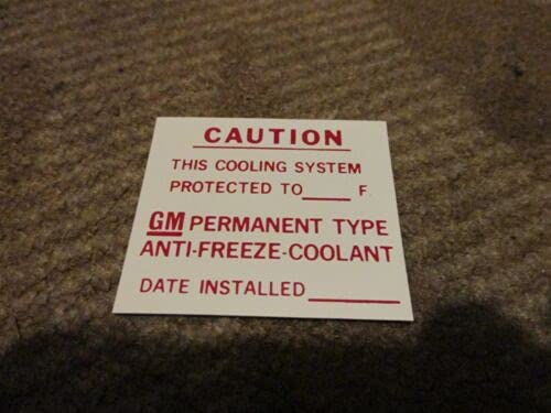 1965-1975 LESABRE RIVIERA GS SPECIAL SKYLARK GRAN SPORT DEALER INSTALLED ANTIFREEZE DECAL