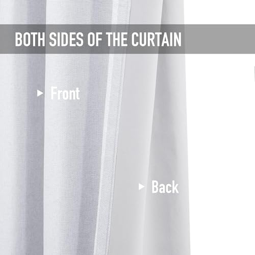 Image of Linen Textured Total Blackout Curtains 45 Inches Long, Greyish White | 100% Blackout Shield Grommet Blackout Curtains for Bedroom, Thermal Insulated Drapes for Living Room, 40 inchW x 45 inchL, 2 Panels