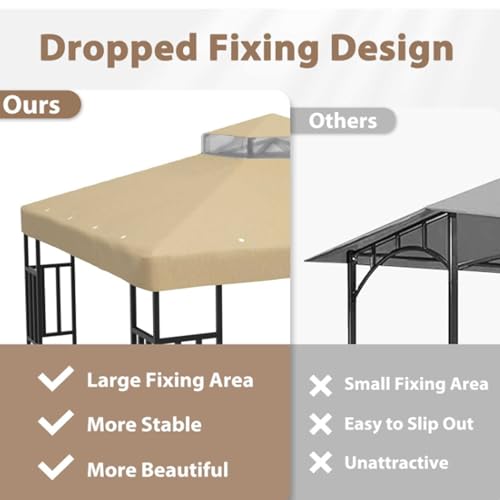 Double Tiered Replacement Canopy Top for Outdoor Gazebo, Water-Resistant Polyester Roof with Air Vent, Perfect for Yard, Patio, and Garden Use - Image 4