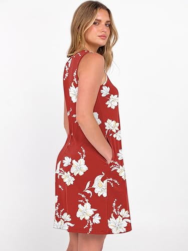 Image of ANRABESS Summer Dress for Women，V Neck Sleeveless Sundress，Loose Fit，Soft Travel Vacation Outfits，Cute Beach Cover Up Clothes