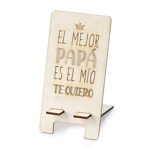 Mopec W35.1 Supporto in Legno per Cellulare Il miglior papà 7 x 14 cm, Marrone, Normal