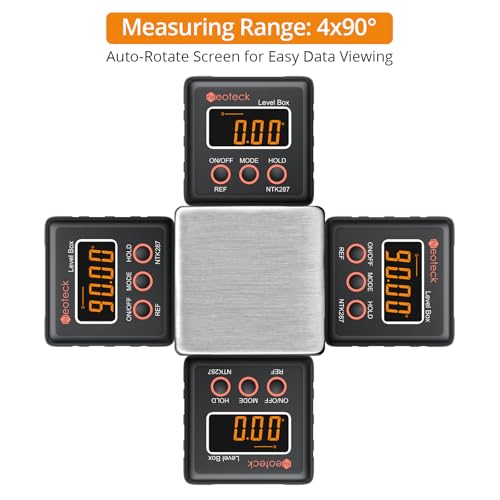Image of Neoteck Digital Angle Finder Digital Angle Gauge with LCD Backlight Protractor IP54 Waterproof Inclinometer Level Box for Bevel Angle of Miter Saw Automobile Test and Repair and Woodworking - Black