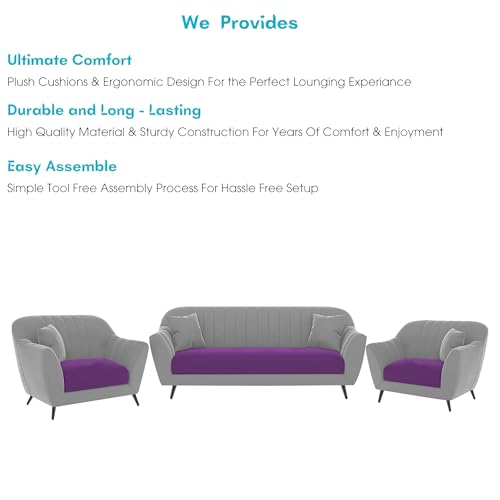 Image of Atticus 3+1+1 Seater Sofa Set for Living Room (Purple Grey Colour) Premium Fabric Sofa