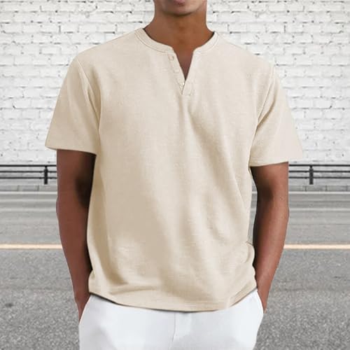 Tshirts Shirts for Men V Neck Button Short Sleeve Henley Tops Casual Summer Lightweight Breathable Tshirts Plus Size2